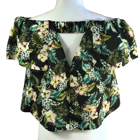 NWT Topshop tropical off-the-shoulder top 2 - Picture 3 of 8